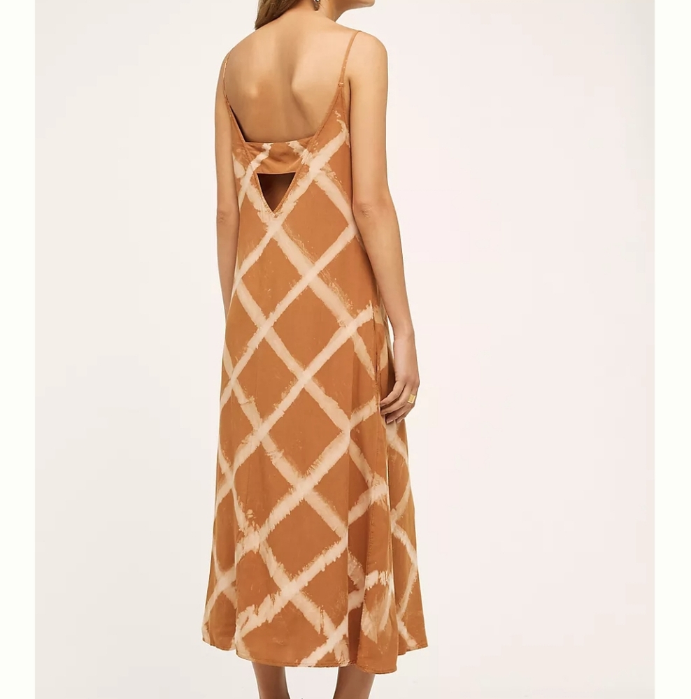 Anthropologie The Odells Brown Tie Dye Boho Beach Casual Morgana Midi Dress XS - Picture 11 of 11